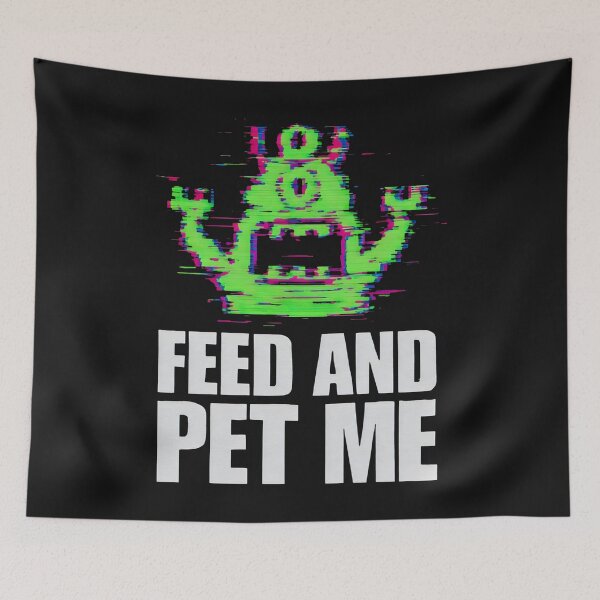 Item preview, Feed and Pet Me Pixel Monster Glitch Design designed and sold by SplashTastic.