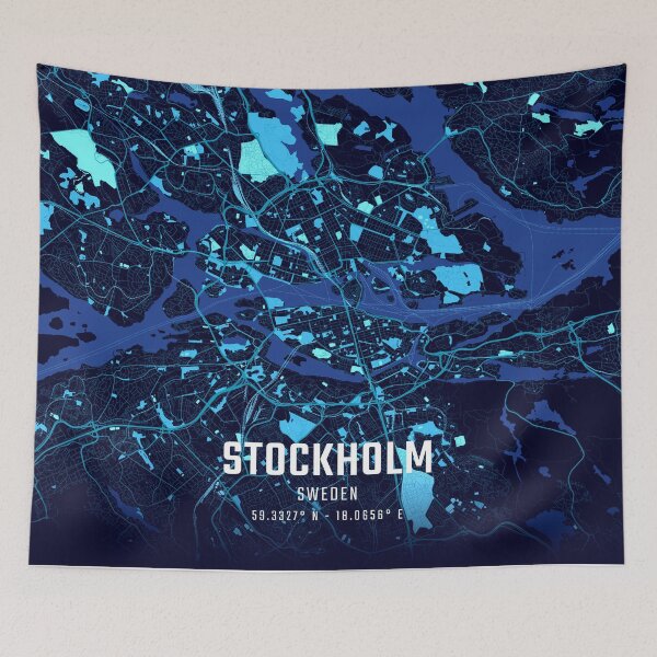 Item preview, Stockholm Midnight City Map designed and sold by HomeLivingCo.