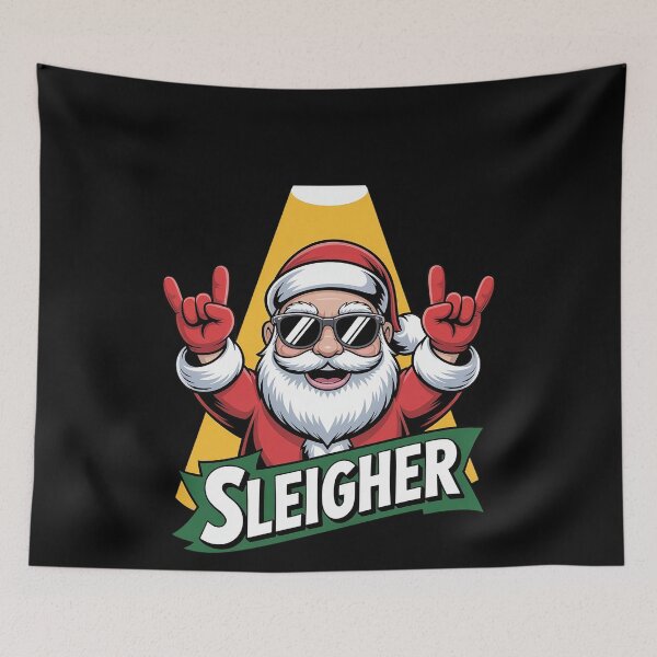 Item preview, SLEIGHER - Funny Heavy Metal Music Santa designed and sold by TiredPack.