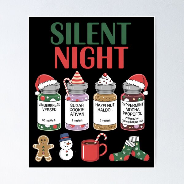 Item preview, Silent Night Christmas Nurse- Medical Holiday designed and sold by VasilisLamArt.