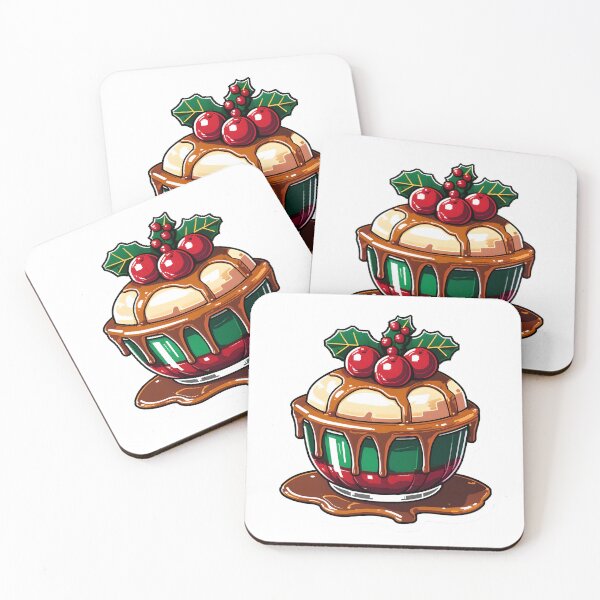 Item preview, Cute Pixel Christmas Pudding with Holly Topping designed and sold by BankMano.