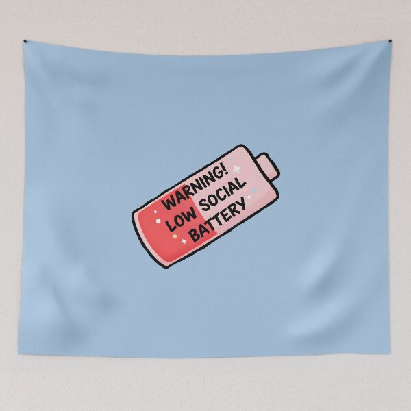 Item preview, Warning! Low Social Battery – Funny Introvert designed and sold by Chaotic Neutral.