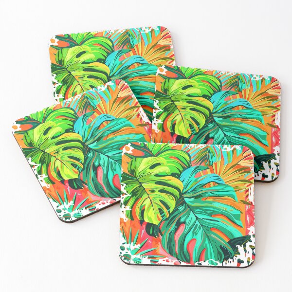 Item preview, Palm Leaves In Fern Green, Aquamarine, And Orange designed and sold by DEC02.