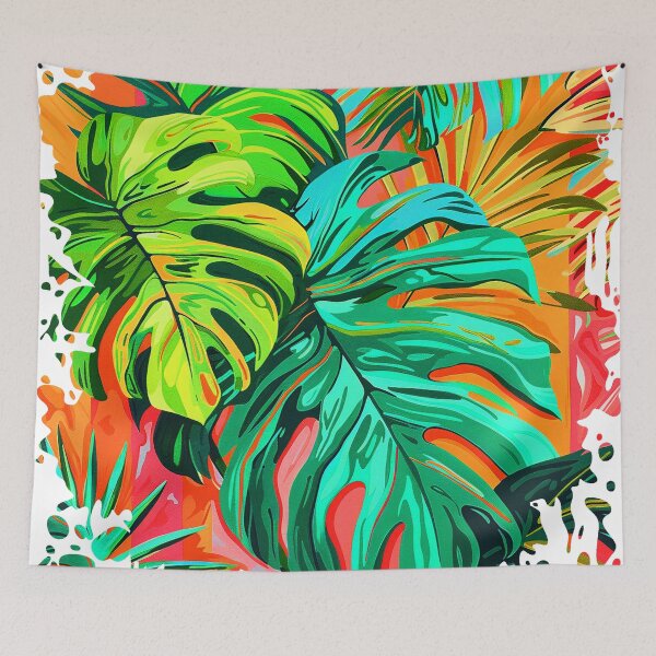 Item preview, Palm Leaves In Fern Green, Aquamarine, And Orange designed and sold by DEC02.