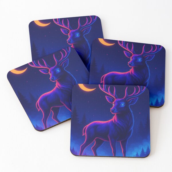 Item preview, Neon Deer – Vaporwave Glowing Wildlife Art designed and sold by GolabMagic.
