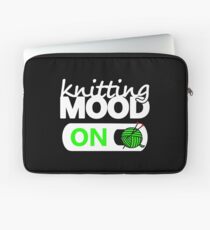knitting mode on green / funny quotes knitters Laptop Sleeve