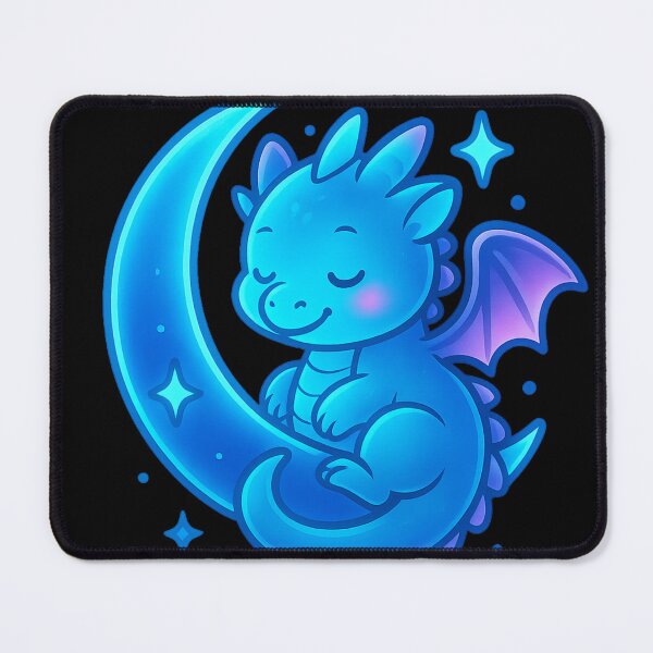 Item preview, Mystic Moon Baby Dragon – Cute Celestial Glow Art – Blue Neon Fantasy Dragon Design designed and sold by GoldenDreamGallery.