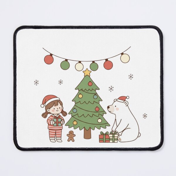 Item preview, Cute Girl in Reindeer Costume Decorating Gingerbread House with Bear and Snowman designed and sold by Siamcatshop.
