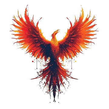 Artwork thumbnail, Phoenix Rising From Ink Splashes by Don'R
