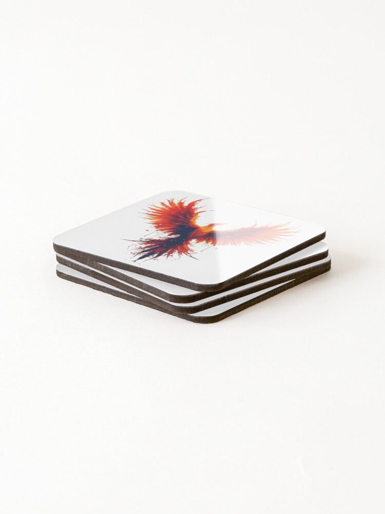 Thumbnail 4 of 5, Coasters (Set of 4), Phoenix Rising From Ink Splashes designed and sold by Rakan18.