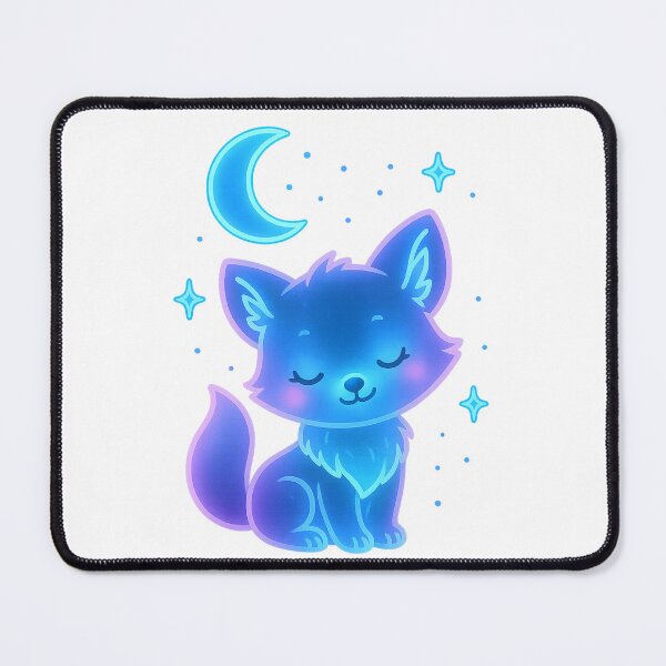 Item preview, Neon Baby Fox – Cute Moonlight Glow Animal | Kawaii Blue Purple Fox Art designed and sold by GoldenDreamGallery.