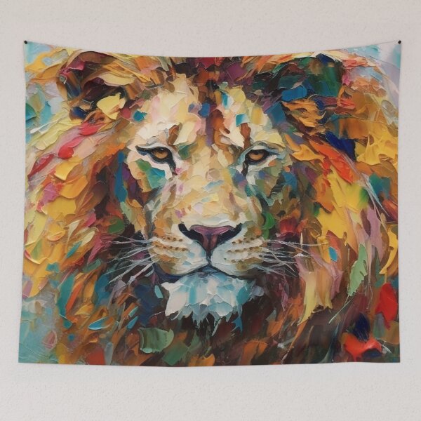 Item preview, Majestic Lion Face Impasto Palette Knife-Style Art designed and sold by DEC02.