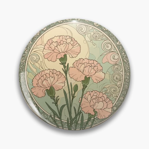 Item preview, January Birth Flower Carnation Flowers Art  Nouveau Style designed and sold by taiche.