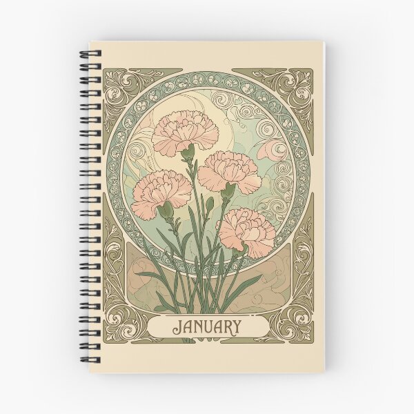 Item preview, January Birth Flower Carnation Flowers Art  Nouveau Style designed and sold by taiche.