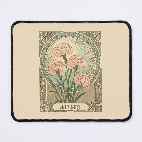 Item preview, January Birth Flower Carnation Flowers Art  Nouveau Style designed and sold by taiche.
