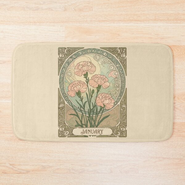 Item preview, January Birth Flower Carnation Flowers Art  Nouveau Style designed and sold by taiche.