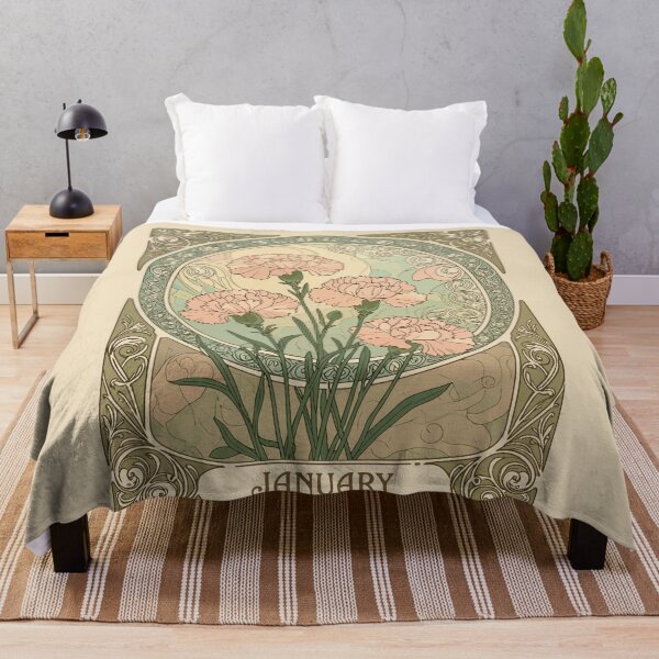 Item preview, January Birth Flower Carnation Flowers Art  Nouveau Style designed and sold by taiche.