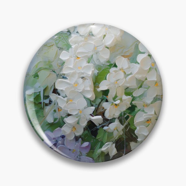 Artikelvorschau, Lila Farbtöne und weiße florale Kunst im Impasto-Stil entworfen und verkauft von DEC02.
