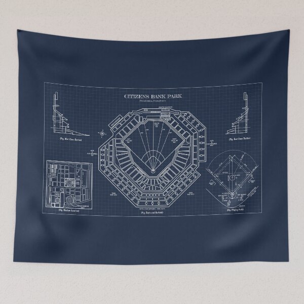 Item preview, Citizens Bank Park (Navy Blueprint) designed and sold by BGALAXY.