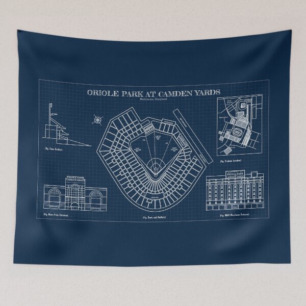 Item preview, Oriole Park At Camden Yards (Navy Blueprint) designed and sold by BGALAXY.