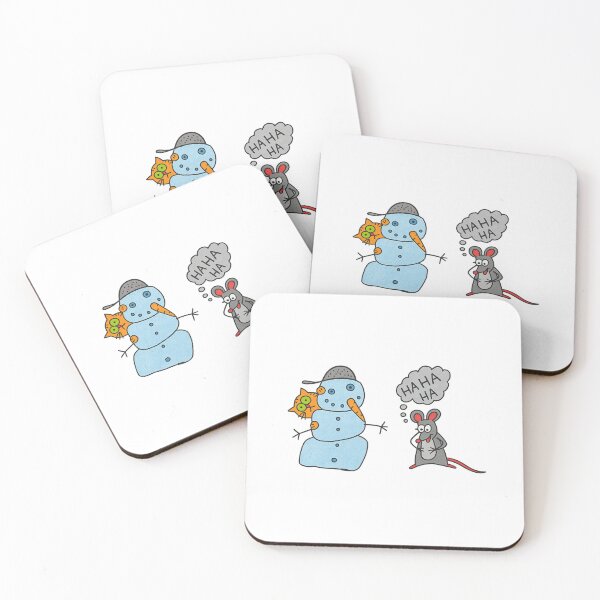 Item preview, Funny Snowman with Cat and Laughing Mouse – Cute Winter Cartoon designed and sold by YokoByIngoErno.