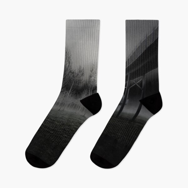 Item preview, Black and white landscape – bridge in the fog / Swiss Artwork Photography designed and sold by Raphael Wolf.