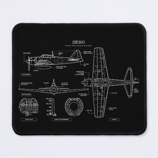 Item preview, ZERO: Long-Range Naval Fighter (White Stencil-No Background) designed and sold by BGALAXY.