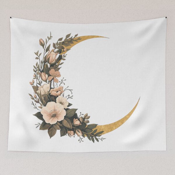 Item preview, Floral Crescent Moon Botanical Art designed and sold by The Crazy Cat Lady.