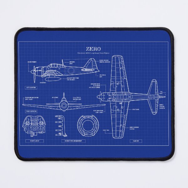 Item preview, ZERO: Long-Range Naval Fighter (Blueprint - Horizontal) designed and sold by BGALAXY.