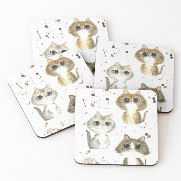 Item preview, Three Brother Cats Watercolor Artwork Pattern 1 designed and sold by Pattatar.