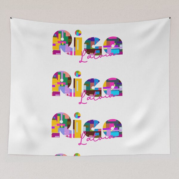 Item preview, Rīga, Latvia, Vibrant Abstract City Typography Art designed and sold by Wanderful-roads.