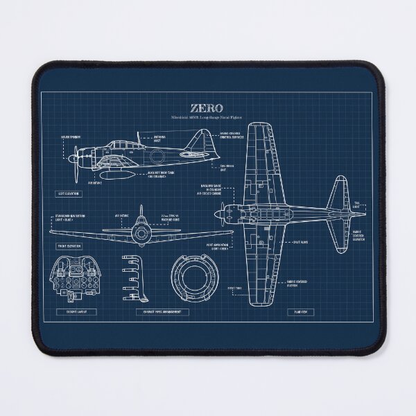 Item preview, ZERO: Long-Range Naval Fighter (White Stencil-No Background) designed and sold by BGALAXY.