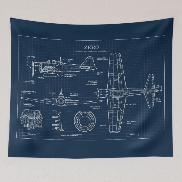 Item preview, ZERO: Long-Range Naval Fighter (White Stencil-No Background) designed and sold by BGALAXY.