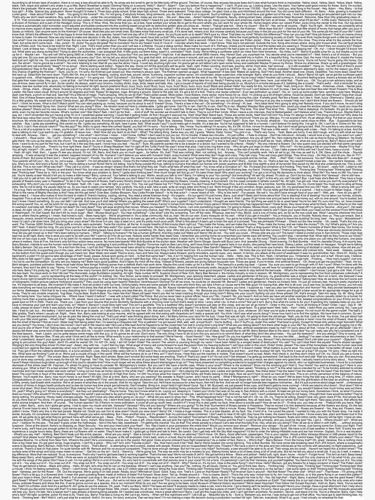 entire bee movie script text