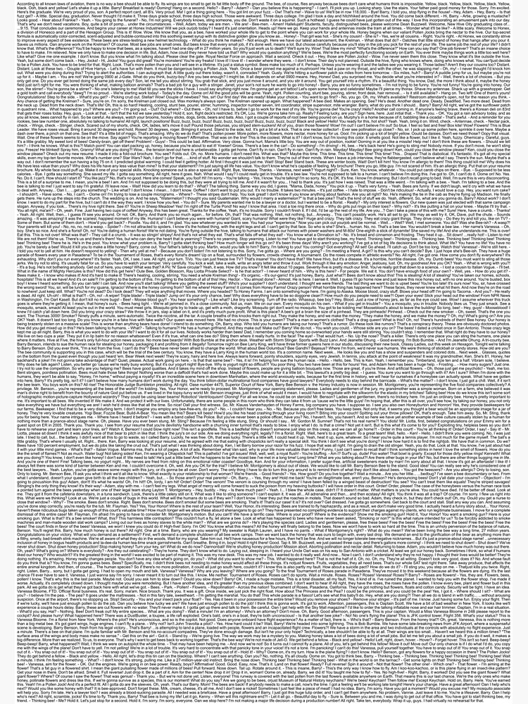 entire bee movie script copypasta