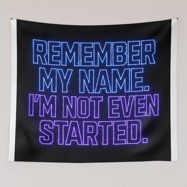Item preview, Cyberpunk Neon Motivational Quote Shirt – “Remember My Name, I’m Not Even Started” Electric Glow Typography Streetwear Design designed and sold by HiteshArt111.