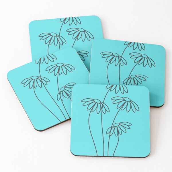 Item preview, Aqua simple flower design designed and sold by BlossomPrintCo.
