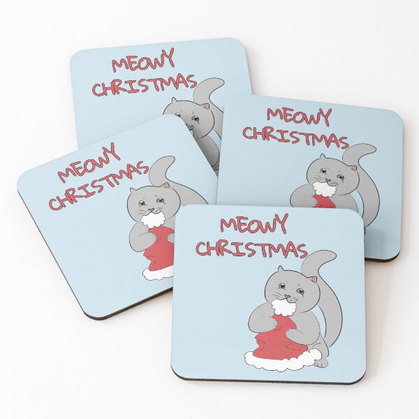 Item preview, MEOWY CHRISTMAS Cute Grey Cat designed and sold by HugSomeNettles.