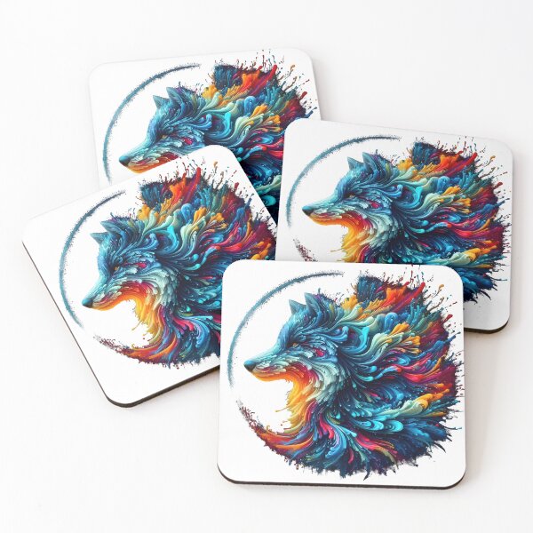 Item preview, wolf colorful splash art designed and sold by BeAr-tist.