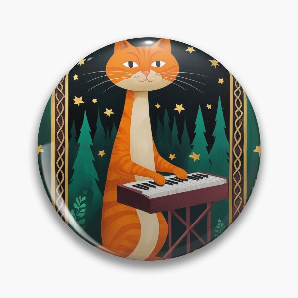 Artikelvorschau, Orangefarbene getigerte Katze spielt Orgel – Mittelalterliche Kunst entworfen und verkauft von PictorialWhimsy.