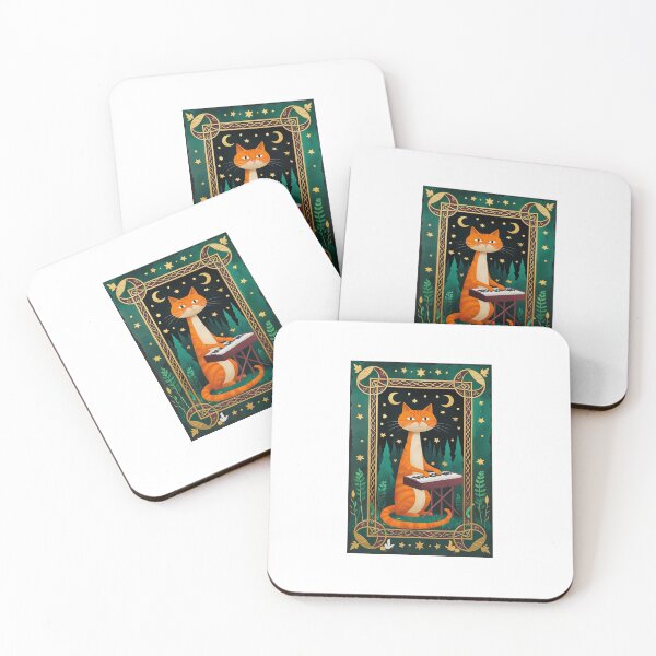 Artikelvorschau, Orangefarbene getigerte Katze spielt Orgel – Mittelalterliche Kunst entworfen und verkauft von PictorialWhimsy.