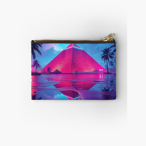 Item preview, Neon Cyberpunk Pyramid in Rain – Synthwave Vaporwave Art designed and sold by EllDAV777.