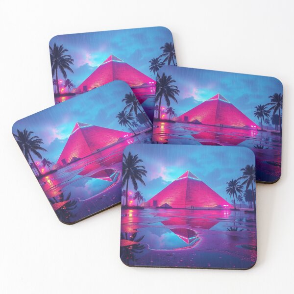 Item preview, Neon Cyberpunk Pyramid in Rain – Synthwave Vaporwave Art designed and sold by EllDAV777.