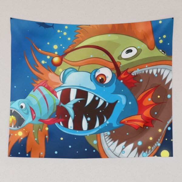 Item preview, Funny Deep Sea Food Chain Cartoon Art tshirt designed and sold by anandsiva2703.
