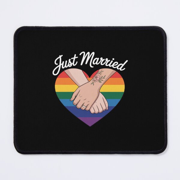 Item preview, Just Married Gay Lesbian Couple Rainbow LGBT Wedding designed and sold by RsFilsingerArt.