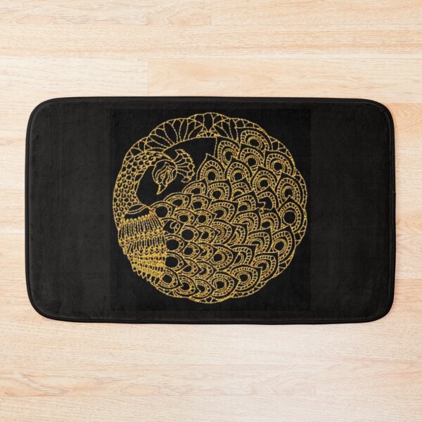 Item preview, Stylized Golden Peacock on Black Drawing  designed and sold by NivyasArtistry.