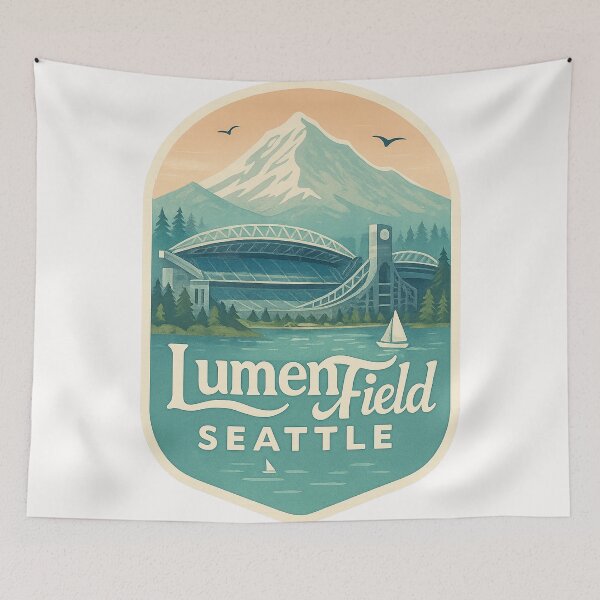 Item preview, Lumen Field with Mount Rainier, Seattle designed and sold by Places On Earth.