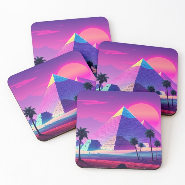 Item preview, Vaporwave Pyramids Neon Sunset Synthwave Aesthetic Art designed and sold by EllDAV777.