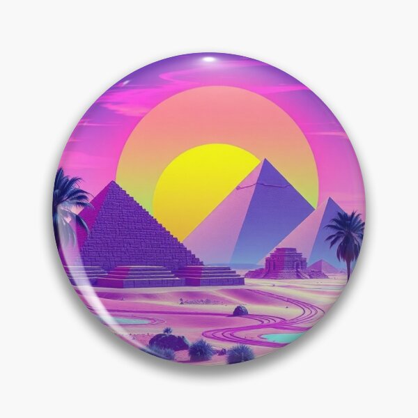 Item preview, Vaporwave Pyramids Sunset Retro Aesthetic Art Print designed and sold by EllDAV777.