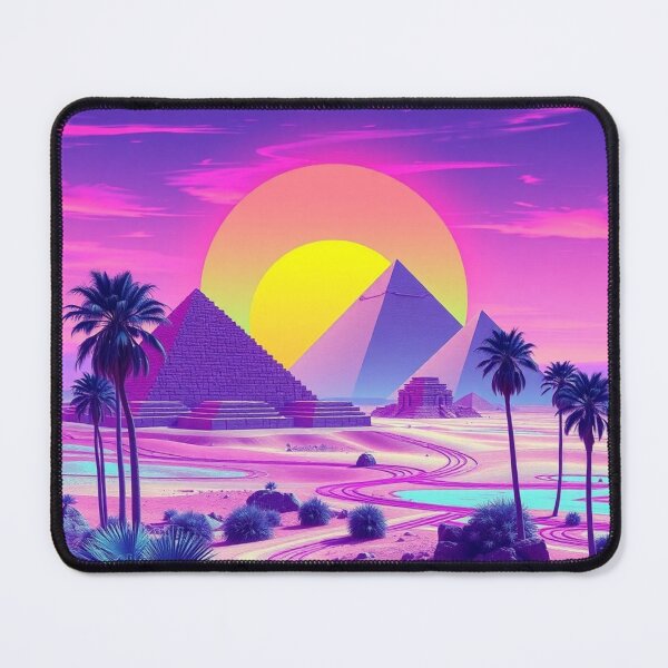 Item preview, Vaporwave Pyramids Sunset Retro Aesthetic Art Print designed and sold by EllDAV777.